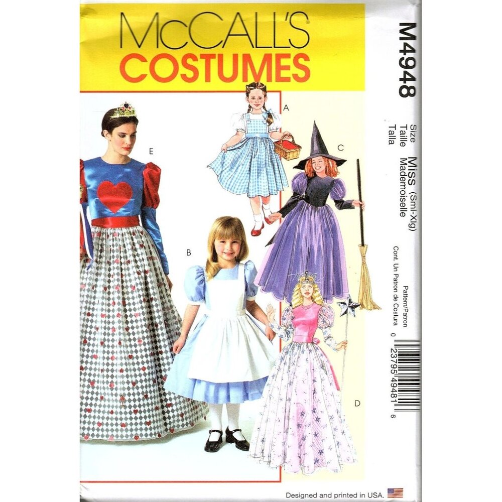 McCalls M4948 Misses S to XL Fairy Tale Halloween Costumes Uncut Sewing Pattern